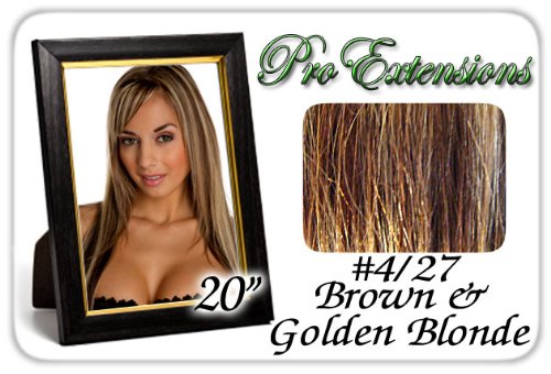 20″ Inch #4/27 Brown w/ Blonde Highlights Pro Extensions Premier REMI Human 