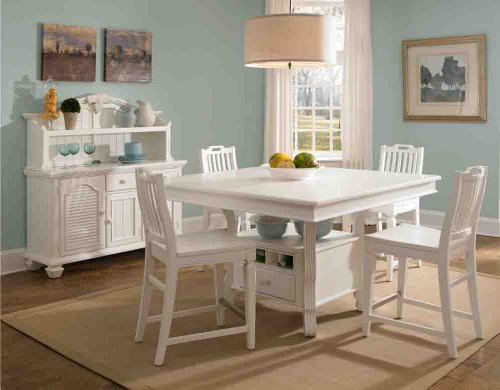 6-pc Mirren Harbor Rectangular/Square Storage Counter Height Table Dining Set by Broyhill – White Finish (4024-523R-SET)