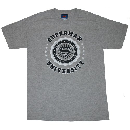  DC COMICS SUPERMAN "UNIVERISTY SHIELD" Gray Licensed Tee