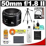 Canon EF 50mm f/1.8 II Lens + UV Filter + BP-511a Battery + Tripod + Accessory Kit EOS 30D, 40D, 50D, 5D Digital SLR Cameras