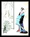 Japanese Girl Asian Japan Geisha White Wood-Mounted Art Poster Print - 16" X 20"