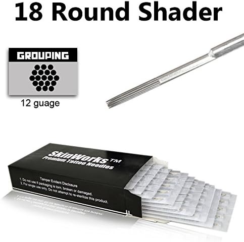 SkinWorks® Tattoo Needles Round Shader 50 Pack New in Box - 3/5/7/9/11/14/18RS (18RS)
