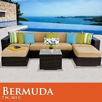 Big Sale Bermuda 7 Piece Outdoor Wicker Patio Furniture Set 07C Sand
