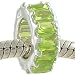 .925 Sterling Silver August Birthstone Peridot CZ Baguette Charm Compatible with Pandora