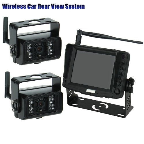 Rupse TM 5HD Monitor Funk Wireless Kabellose Rückfahrkamera und Einparkhilfe Nachtsicht Funk Rückfahrsystem Funkrückfahrsystem für RV LKW Anhänger Bus oder fünften Runde 2tlg 1 3 Farb SHARP CCD Kamera 5 Farbe TFT LCD Anzeige 16 9 800 480 Breites Bildschirm mit Lautsprecher Frei Betrachtungswinkel