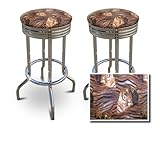2 Tiger Face Animal Print Specialty / Custom Barstools Set