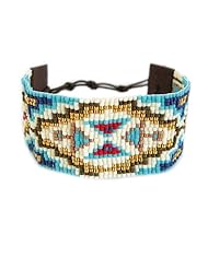 Chan Luu Beaded Turquoise Mix Seed Bead Cuff Leather Bracelet