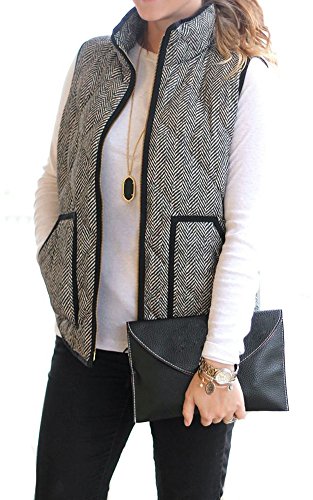Merokeety women s fall quilted herringbone pockets stri…
