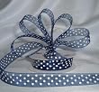 Organza Polka Dot Ribbon -5/8"- Navy Blue/White Dots - 25 Yards (75 Ft)