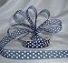 Organza Polka Dot Ribbon -5/8"- Navy Blue/White Dots - 25 Yards (75 Ft)