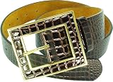 Vecceli Italy Animal Skin Embossed Womens Belt BT-110CROCBRN
