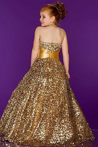 jjhouses Golds Sequins Pageant Dress Long Flower Girl Bridesmaid Dress (5, Purple)
