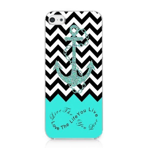 S9Q Anchor Chevron Retro Vintage Tribal Nebula Pattern Hard Case Cover Back Skin Protector For Apple iPhone 5 5S Style C Blue