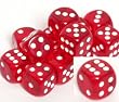 Translucent 16mm d6 Red/white Pipped Dice