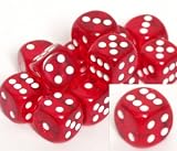 Translucent 16mm d6 Red/white Pipped Dice