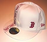 Boston Red Sox Logo New Era White Red Fitted Hat (7 7/8)