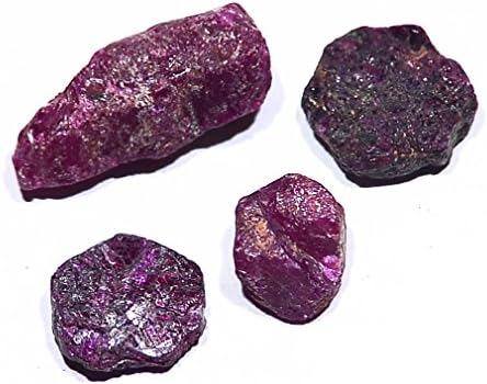 37.75ct Ruby Sapphire Crystal Lot of 4 India Translucent Gem Facet Grade Rough Uncut Natural Healing Gemstone