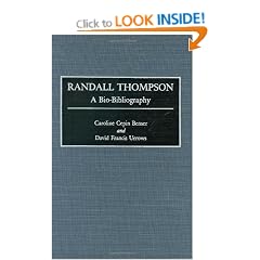 Randall Thompson: A Bio-bibliography (Bio-Bibliographies in Music)