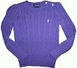 Ralph Lauren Girls Sweater Size 6 Purple w/ Lime Pony