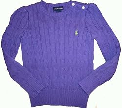 Ralph Lauren Girls Sweater Size 6 Purple w/ Lime Pony