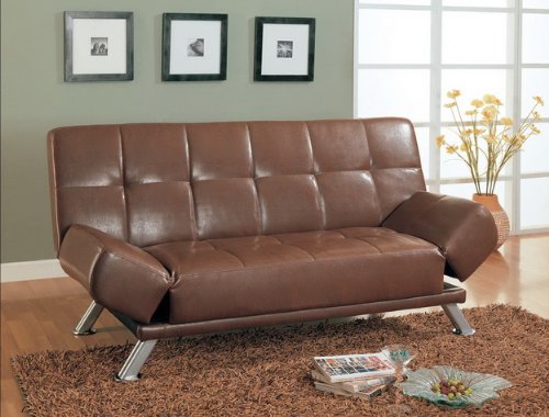 Brown Bi-cast Leather Sleeper Sofa Bed