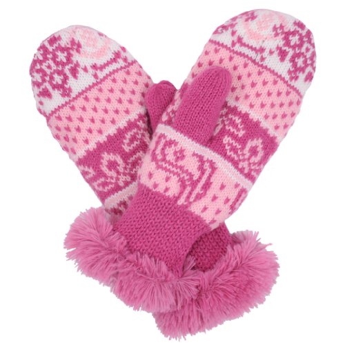 Molehill Girls Knit Mittens, Paisley Pink, Large (2-5 yrs.)