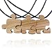 Handmade Olive Wood Three Friends Puzzle Piece Friendship Necklaces