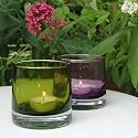 olive green glass storm lantern - suitable for inside or the garden - 9cm dia