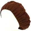 Cable Knit Winter Ski Beret Knit Tam Skull Hat Brown