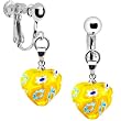 Handcrafted Yellow Multi Millefiori Heart Clip Earrings