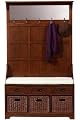 Craftsman Hall Tree With 3 Wicker Baskets, 3-BASKET, MACINTOSH OAK