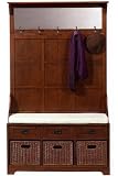 Craftsman Hall Tree With 3 Wicker Baskets