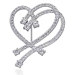 Dazzling Hearts: Sterling Silver and Cubic Zirconia Designer Inspired Interlocked Hearts Brooch