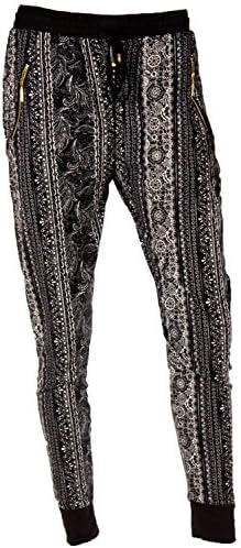 Yado Women's Printed Zipper Pocket Joggers Pants-Small/Medium-Stripes