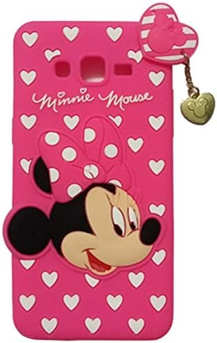 Samsung G530 Case,Crazyant 3D Cute Cartoon Silicone Soft Rubber Back Case Skin Cover for Samsung Galaxy Grand Prime G530H G5308 G5308W Love Heart Minnie Hot Pink
