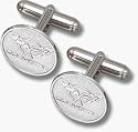 Chevy Corvette Round C5 Logo Sterling Silver Cuff Links - 1 Pair