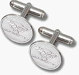 Chevy Corvette Round C5 Logo Sterling Silver Cuff Links - 1 Pair
