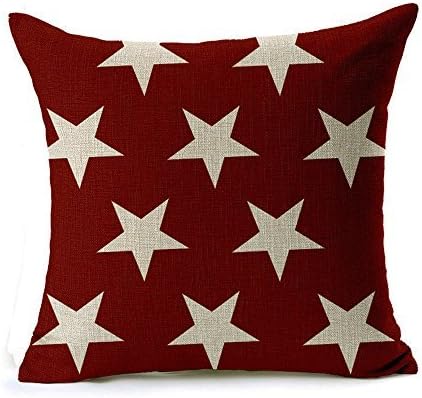 MARY ST 18x18 Inch Cotton Linen Decorative Throw Pillow Cover Cushion Case, Flag Stars Galaxy Red(stars) by MARY ST