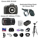 Canon EOS 7D Digital SLR Camera Body w/ Canon EF 100mm f/2.8 USM + Dedicate ....
