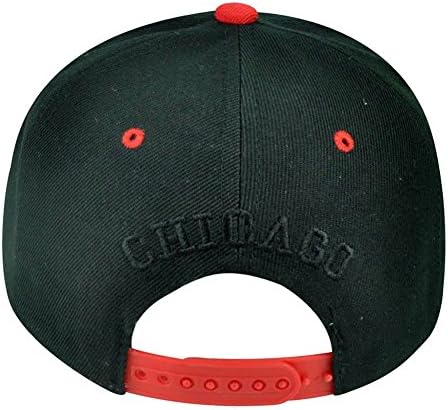 Chicago City Chi Town Illinois Bull Black Red Faux Snake Visor Snapback Hat Cap