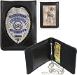 Leather Neck ID / Badge Holder 2 Fold Wallet w/Chain