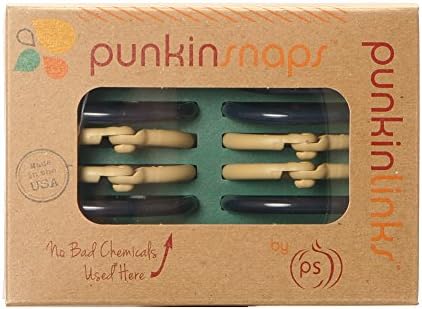PunkinLinks & PunkinSnaps Baby-Safe Toy Links and Locking Clips (Navy Blue/Sisal)