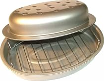 Oval Oven Roaster Non Stick with Stainless Steel Rack Hi-Dome Self Basting lid 34cm