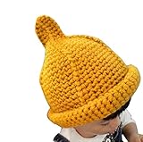 Plus Nao(プラスナオ) 子供用 ニット帽 とんがりニット帽 とんがり帽子 毛糸の帽子 ざっくり編み ニットキャップ キッズ ジュニア 男の子 女の子 冬帽子 - ホワイト