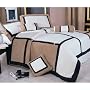 7pc Brown, Beige, Black Micro Suede Patchwork Comforter Bed in a Bag Set Queen Size