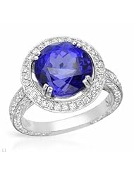18K White Gold Tanzanite and Diamond Ring -- LIFETIME WARRANTY