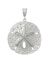 925 Solid Sterling Silver Nautical Necklace Charm Pendant, Sand Dollar With Dancing St