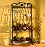 Decorative Bakers Rack w/Wine Storage (Brown) (68H x 34W x 17D)