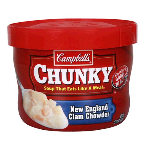 Campbell Chunky New England Clam Chowder, 15.25-Ounce Microwavable Containers (Pack of 8) by Campbell