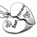 Soulbreezecollection Best Friends Forever Multicolor Heart Necklace Engraved Pendant